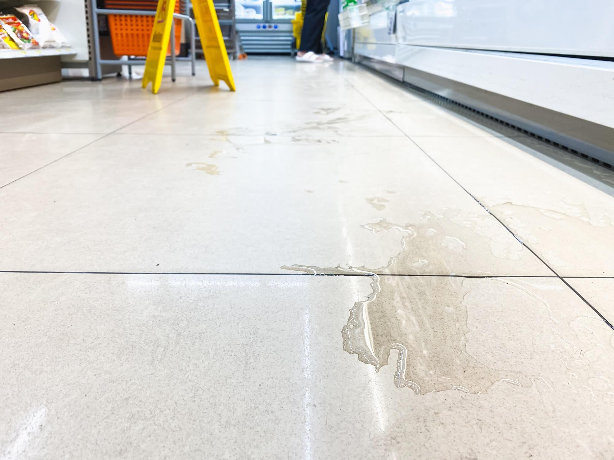 wet floor at Publix due to condensation